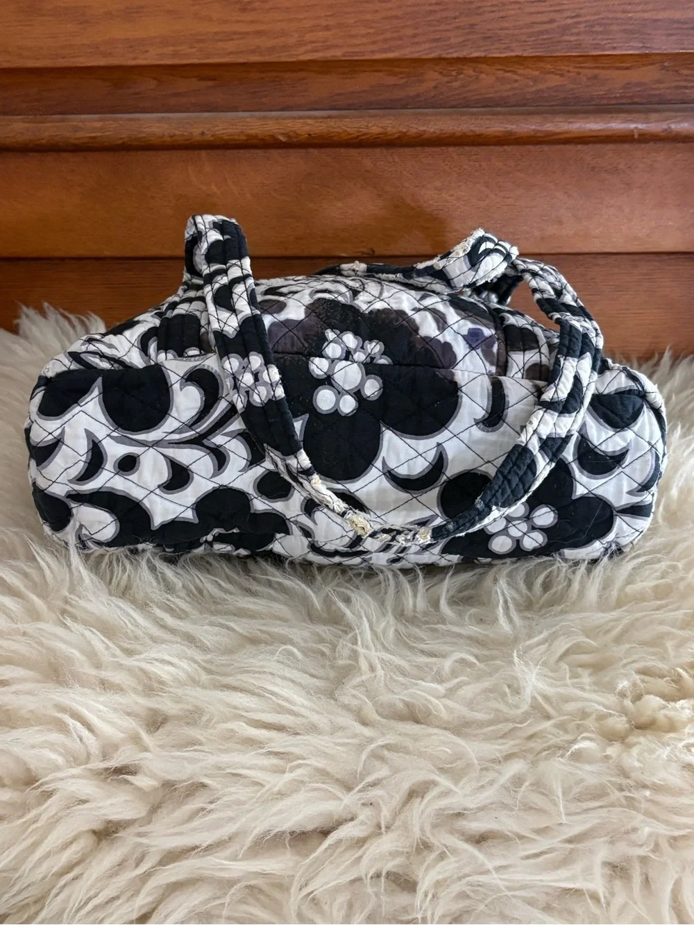 Vera Bradley ‘Night and Day’ Black and White Floral Quilted Tote Bag